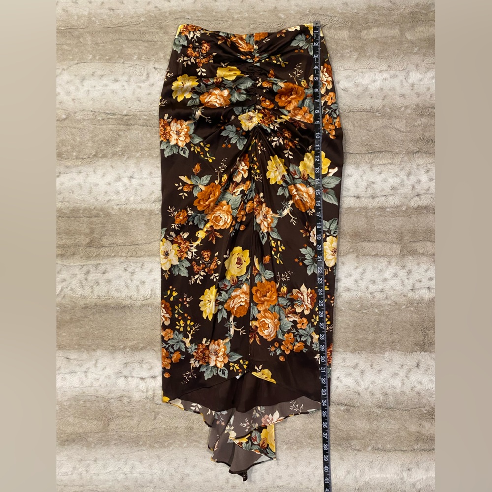 Veronica Beard💕Pixie Floral Silk Midi Skirt in Oxblood Multi Size 2 - Picture 11 of 15
